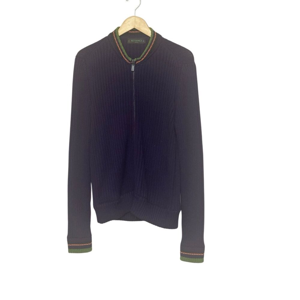 ETRO Milano full-zip ribbed knit wool  cardigan Size: XL